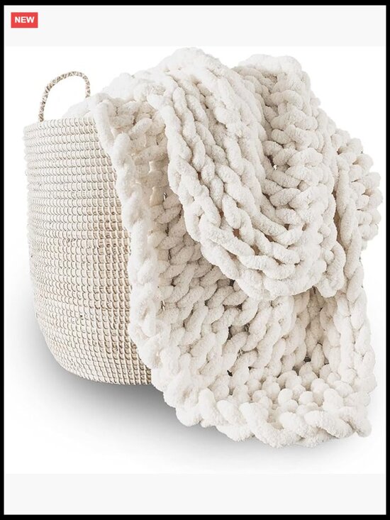 Other - Hand Knit Chunky Throw Blanket Chenille Yarn Super Soft